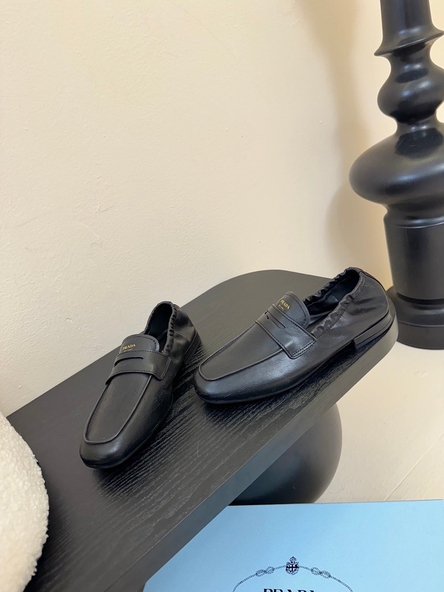 PRADA 25S SHUFFLE LOAFERS IN BLACK CALFSKIN - 35