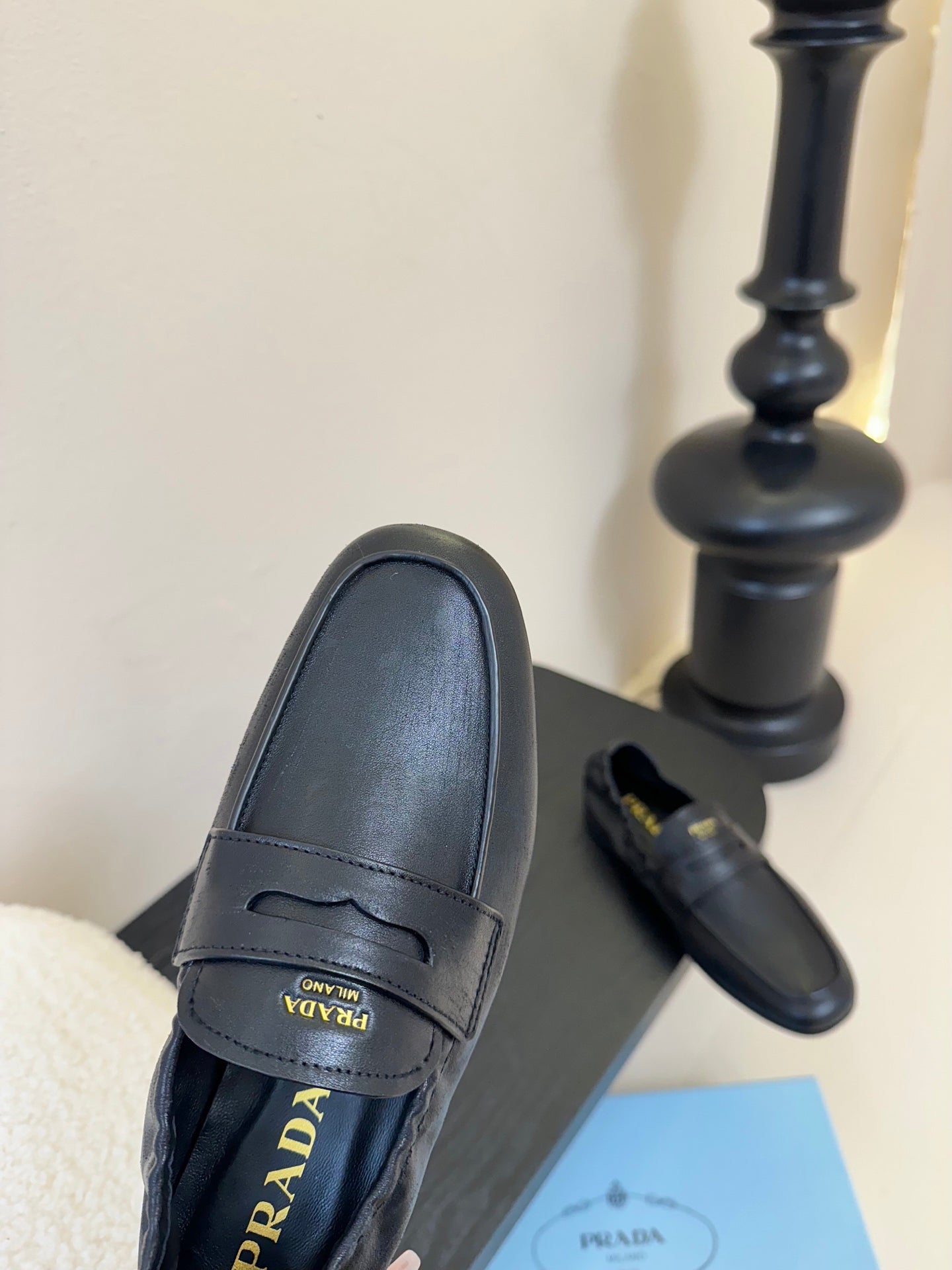PRADA 25S SHUFFLE LOAFERS IN BLACK CALFSKIN - 35
