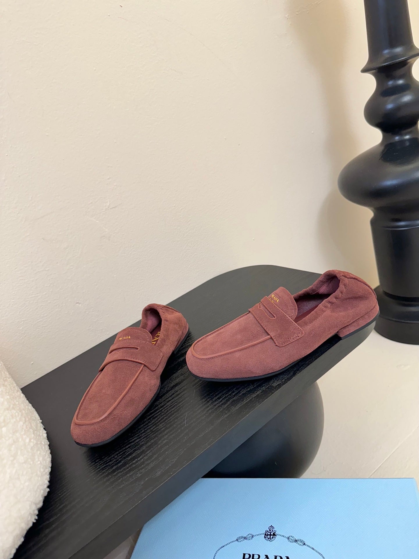 PRADA 25S SHUFFLE LOAFERS IN DARK BROWN SUEDE - 35