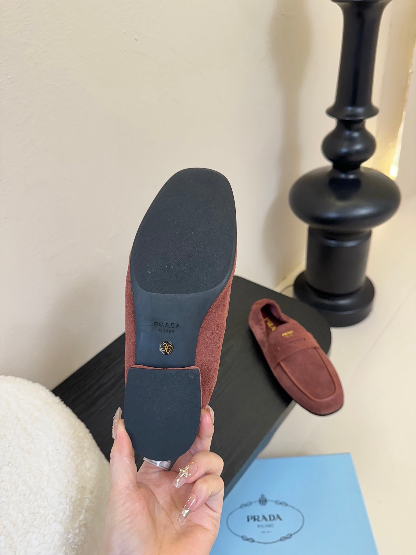 PRADA 25S SHUFFLE LOAFERS IN DARK BROWN SUEDE - 35