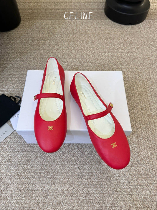 БАЛЕТКИ CELINE 26S З ЧЕРВОНОЇ ОВЕЧОЇ ШКІРИ