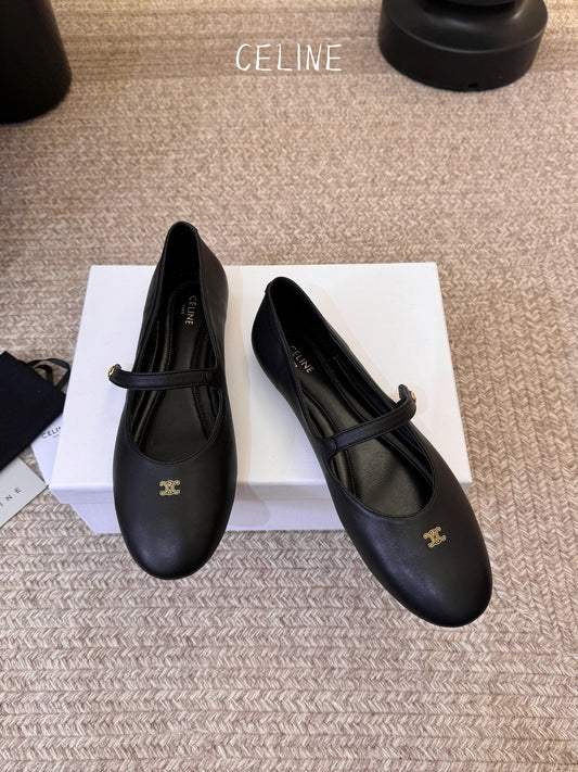 БАЛЕТКИ CELINE 26S З ЧОРНОЇ ОВЕЧОЇ ШКІРИ