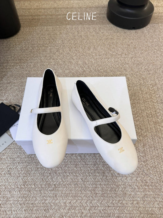 БАЛЕТКИ CELINE 26S З БІЛОЇ ОВЕЧОЇ ШКІРИ