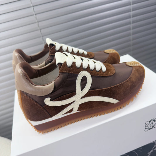 BALLET RUNNER 2.0 IN CHOCOLATE BROWN SUEDE AND LYCRA FABRIC - 35