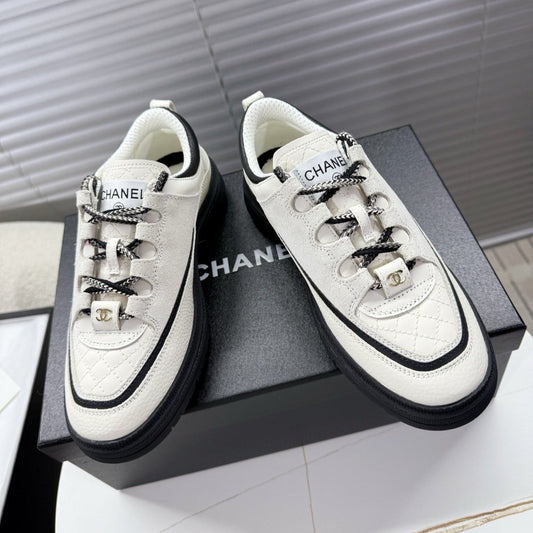 CHANEL 25S SNEAKERS 35MM IN WHITE CALFSKIN - 35