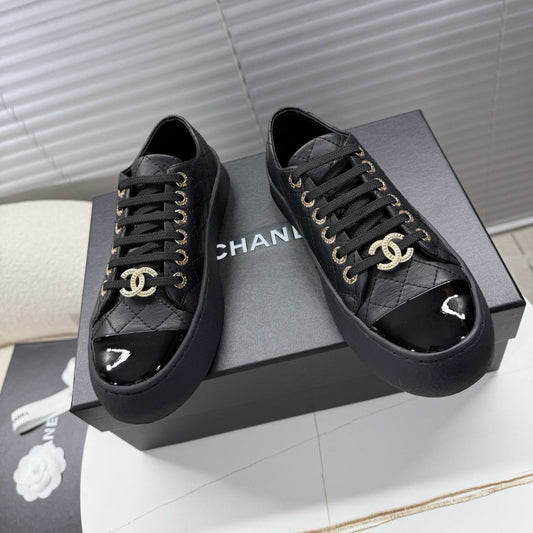 CHANEL 25S TRAINERS BLACK FULL 35MM IN CALFSKIN - 35