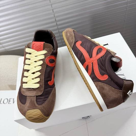 LOEWE 26S BALLET RUNNER 2.0 З ТЕМНО-КОРИЧНЕВОГО НЕЙЛОНУ ТА ТЕЛЯЧОЇ ШКІРИ