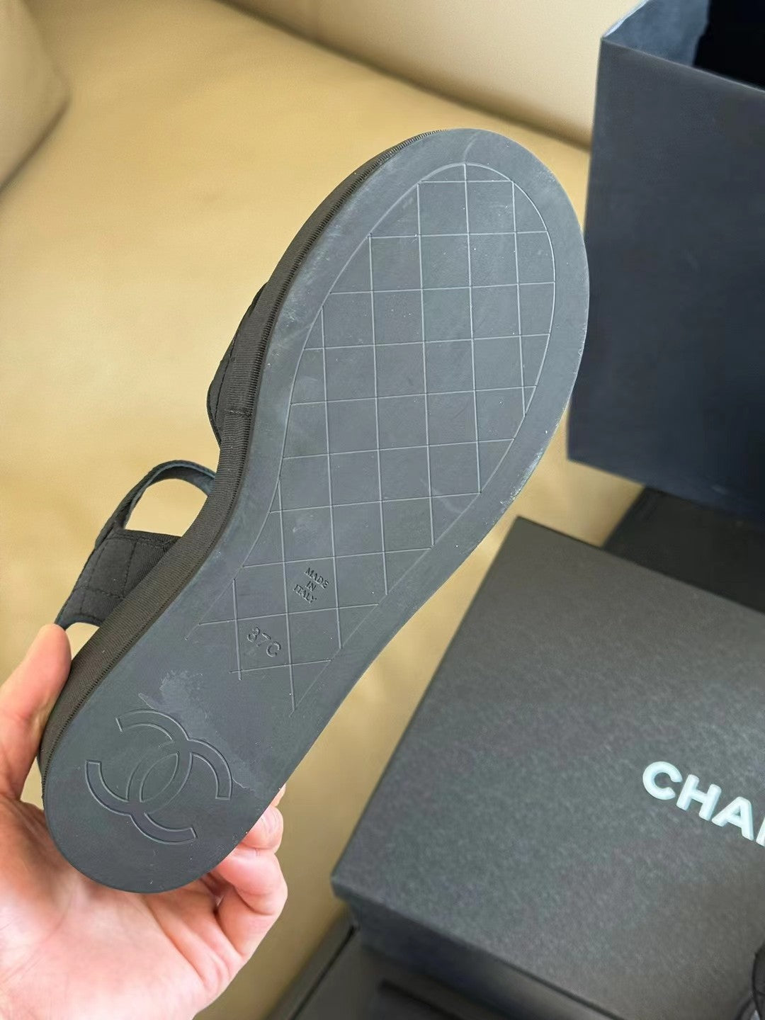 CC CLASSIC WEDGE SANDALS IN BLACK FABRIC - 35
