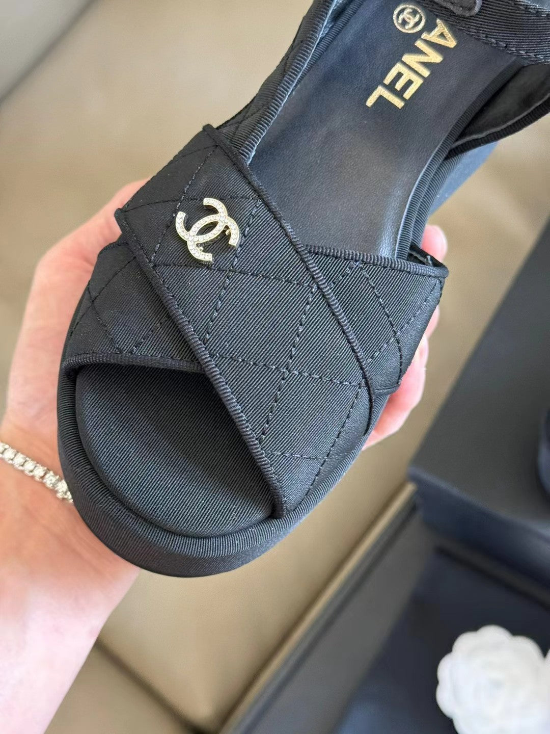 CC CLASSIC WEDGE SANDALS IN BLACK FABRIC - 35