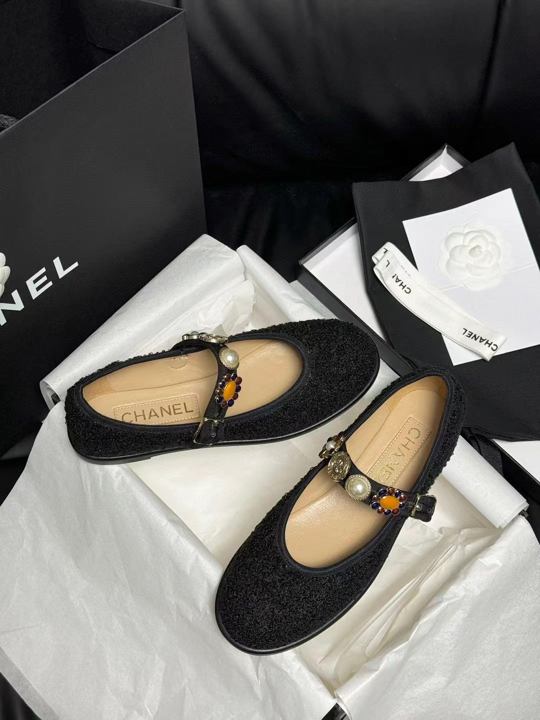 CC MARY JANES BLACK WOOL TWEED AND FABRIC - 35