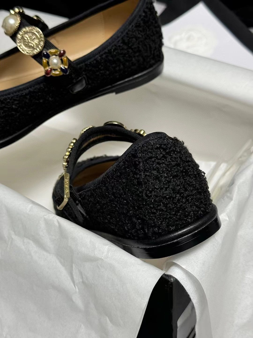 CC MARY JANES BLACK WOOL TWEED AND FABRIC - 35