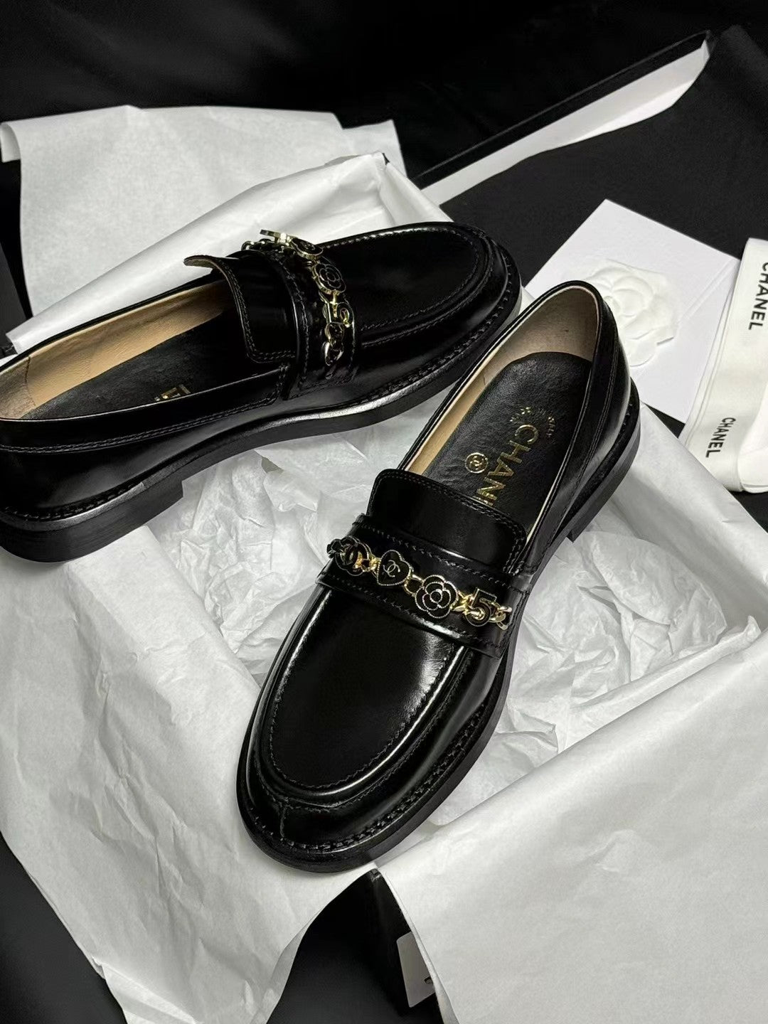CC LOAFERS BLACK QUILTED CALFSKIN - 35