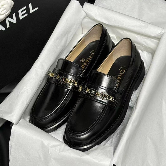 CC LOAFERS BLACK QUILTED CALFSKIN - 35