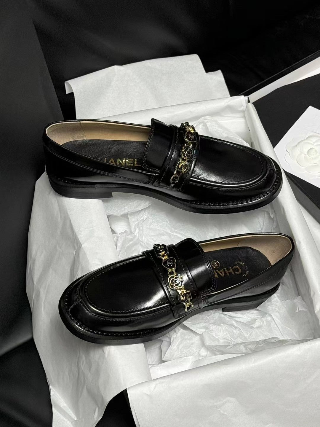 CC LOAFERS BLACK QUILTED CALFSKIN - 35