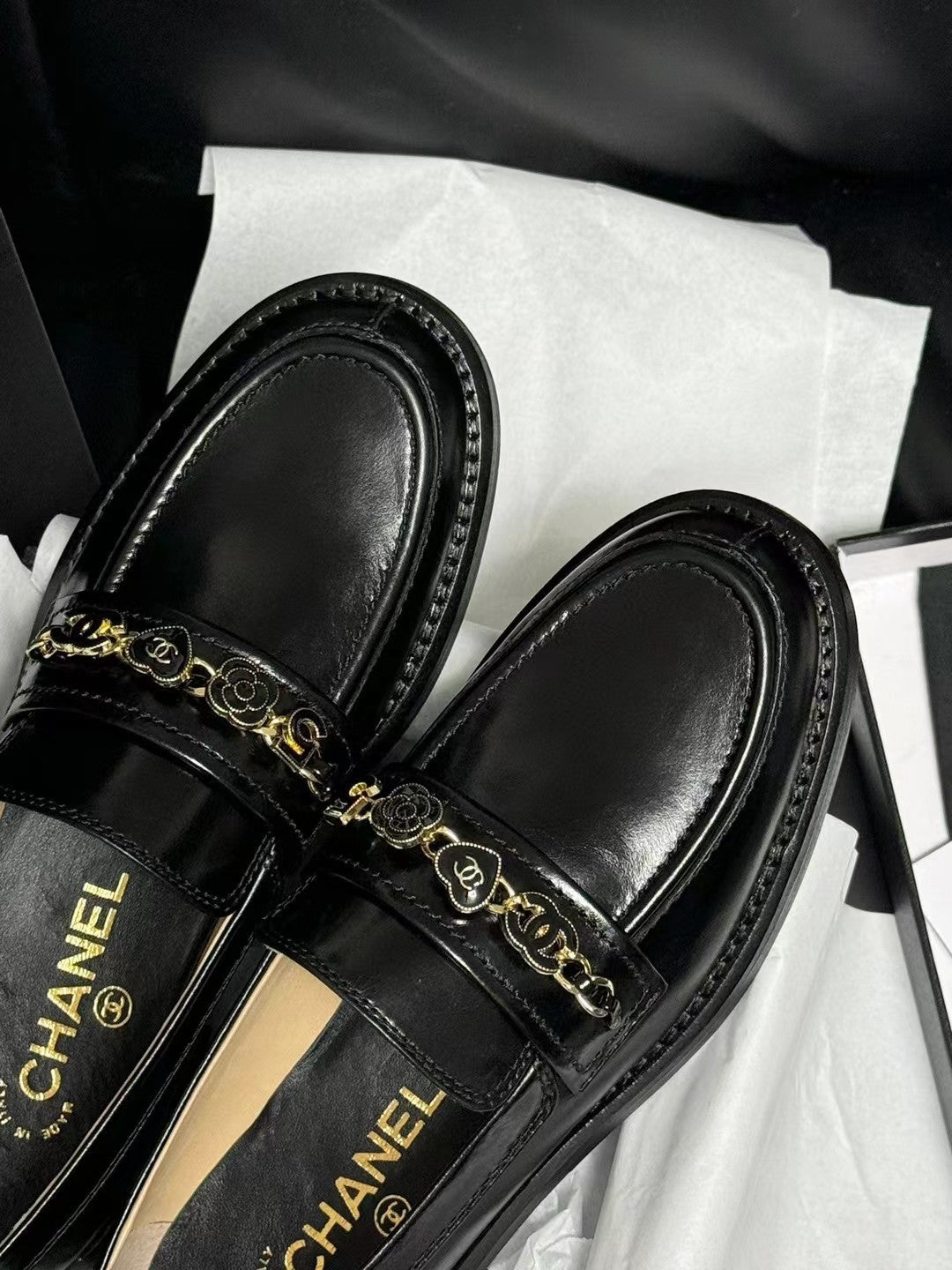 CC LOAFERS BLACK QUILTED CALFSKIN - 35