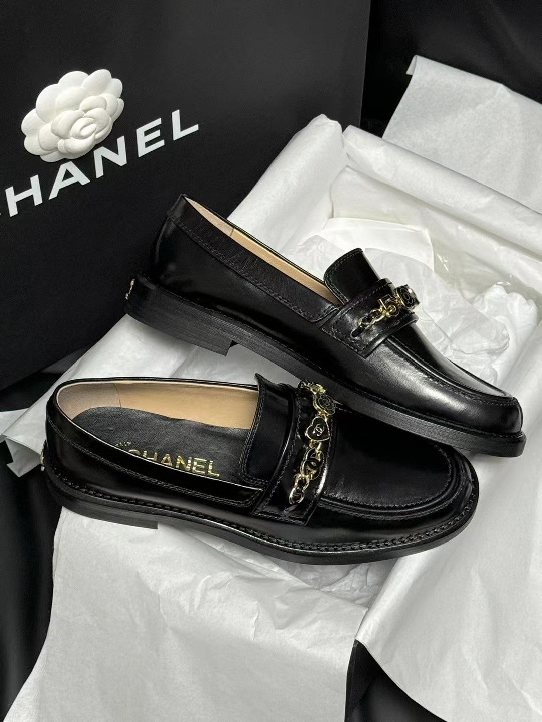 CC LOAFERS BLACK QUILTED CALFSKIN - 35