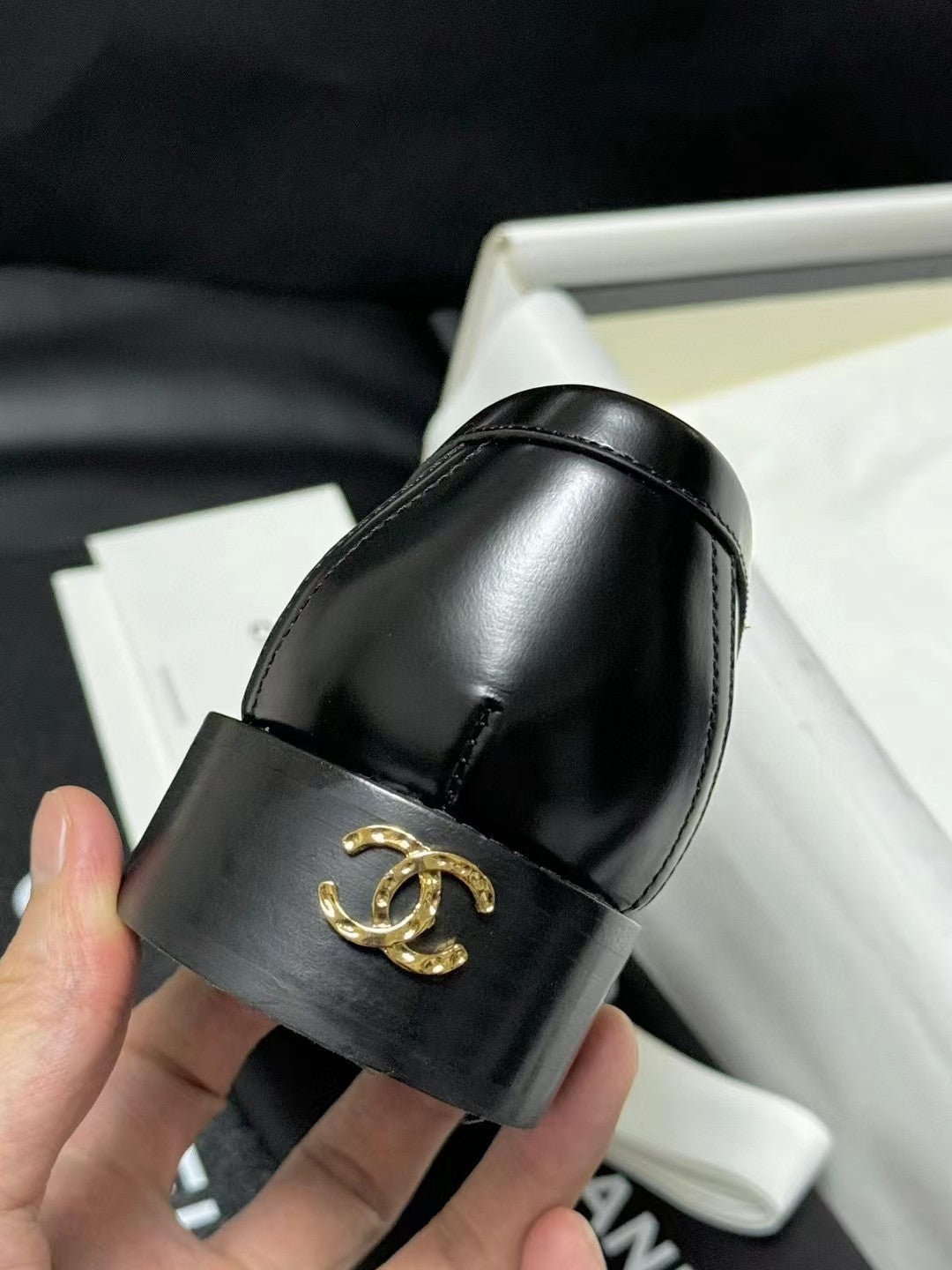 CC LOAFER BLACK CALFSKIN WITH META LOGO - 35