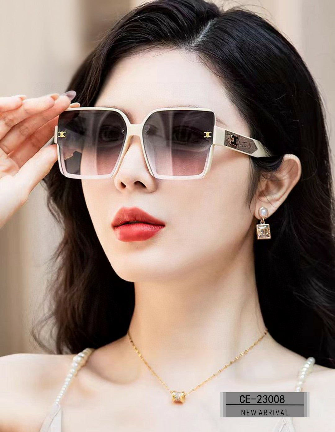 TRIOMPHE SUNGLASS 23008 IN ACETATE - Ivory/Grey Smoke