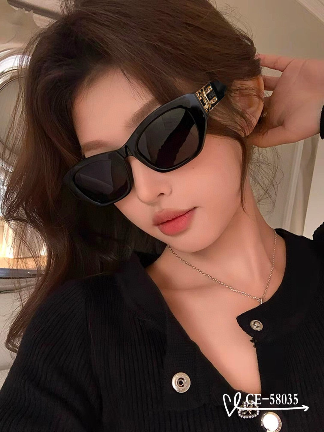 TRIOMPHE SUNGLASS 58035 IN ACETATE - Black