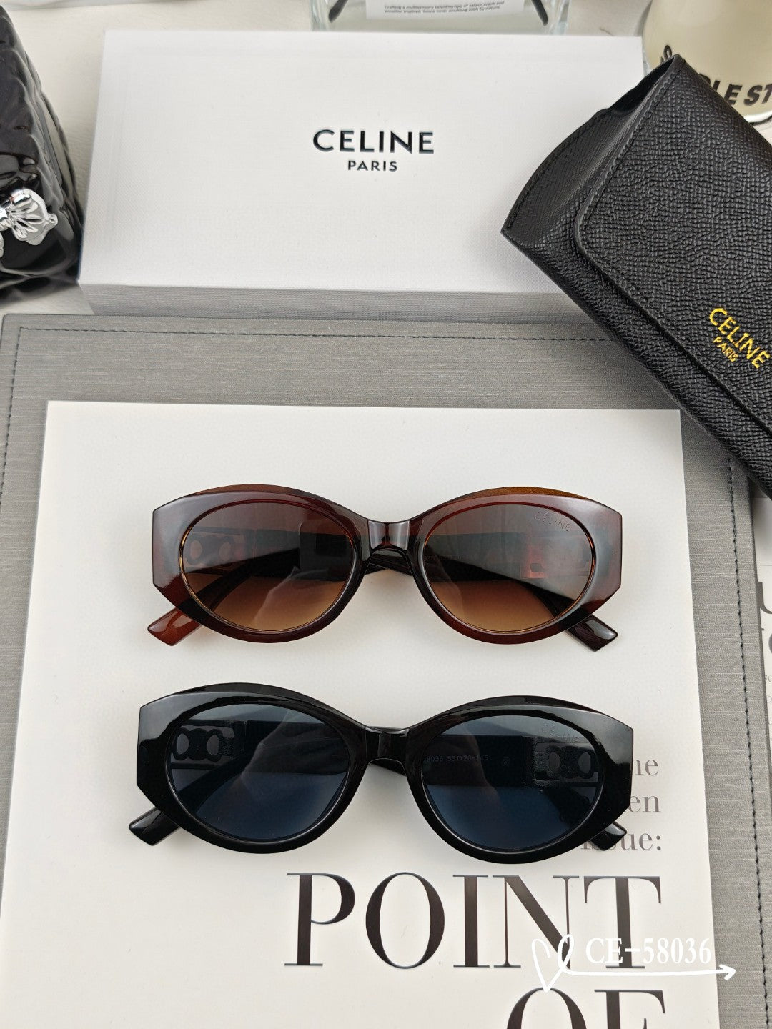 TRIOMPHE SUNGLASSES 58036 IN ACETATE - Black