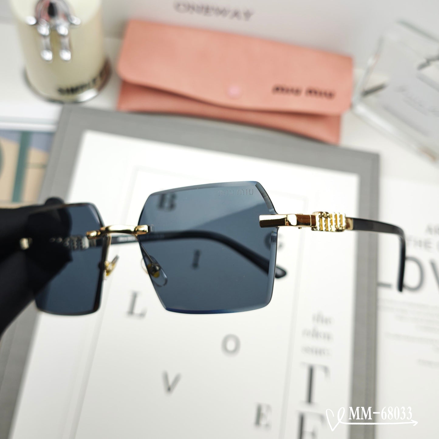 LOGO SQUARE SUNGLASSES 68033 IN METAL - Brown Smoke