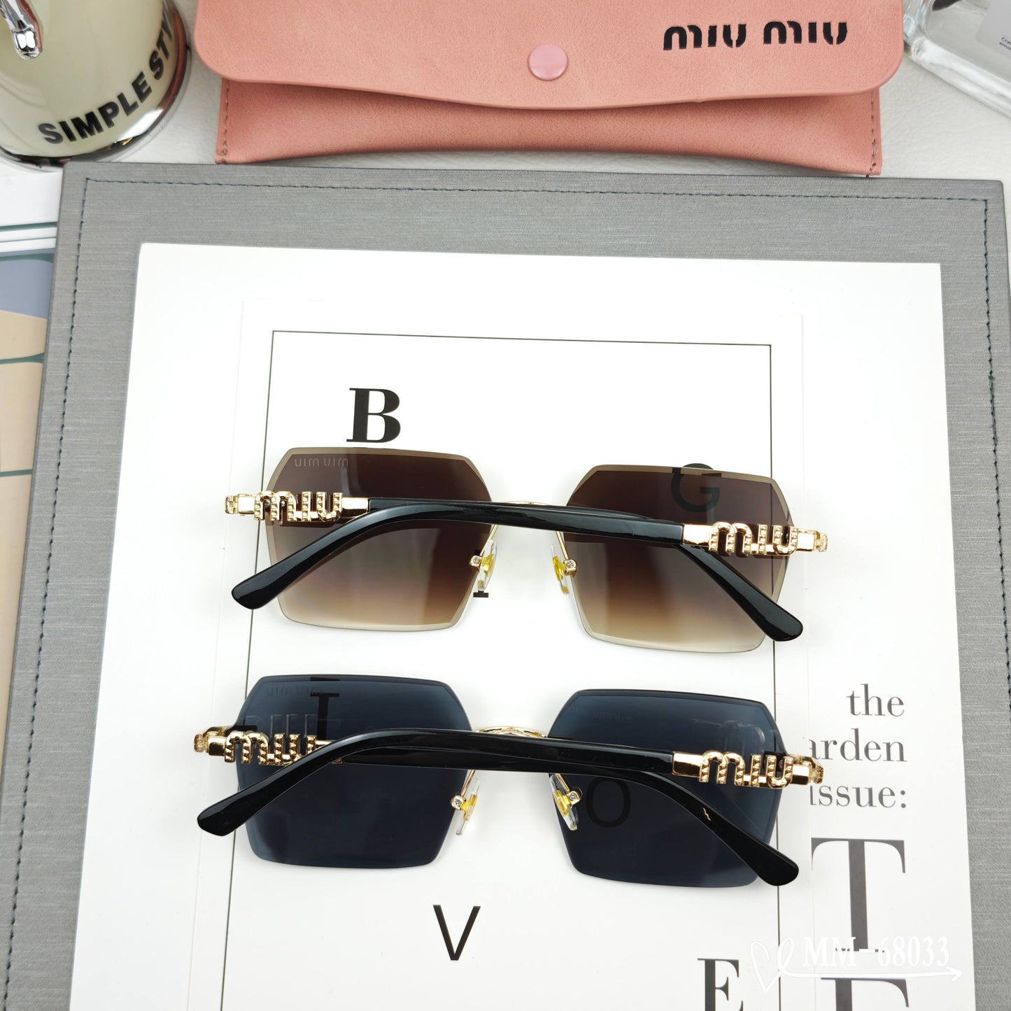 LOGO SQUARE SUNGLASSES 68033 IN METAL - Brown Smoke