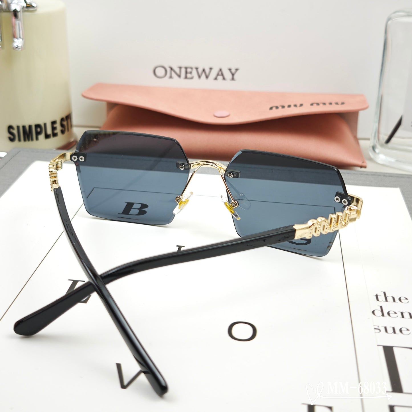 LOGO SQUARE SUNGLASSES 68033 IN METAL - Brown Smoke