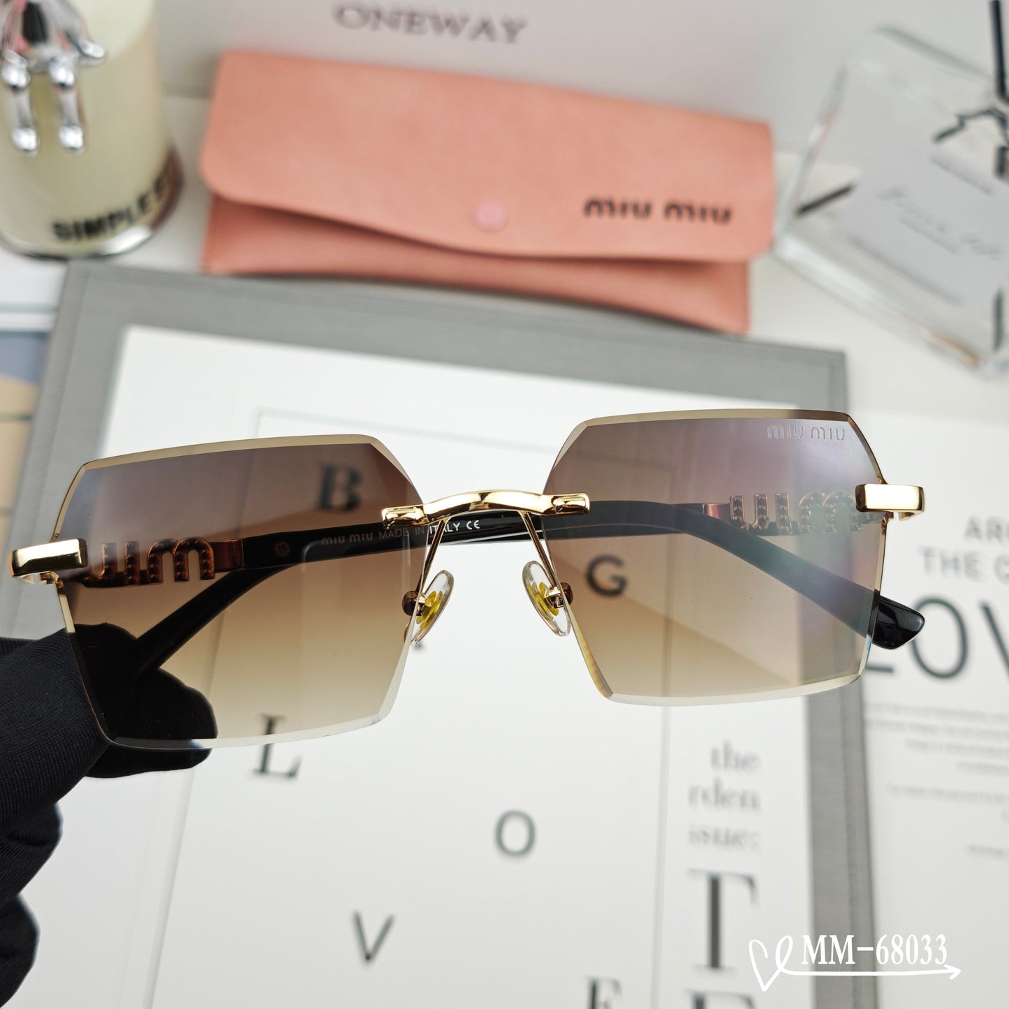 LOGO SQUARE SUNGLASSES 68033 IN METAL - Brown Smoke