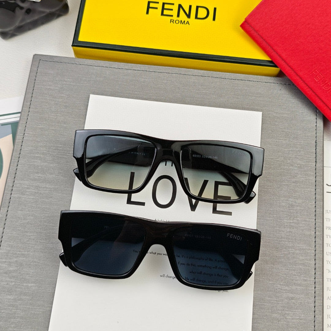 ROMA RECTANGULAR FRAME SUNGLASSES 69103 IN ACETATE - Black/ light blue