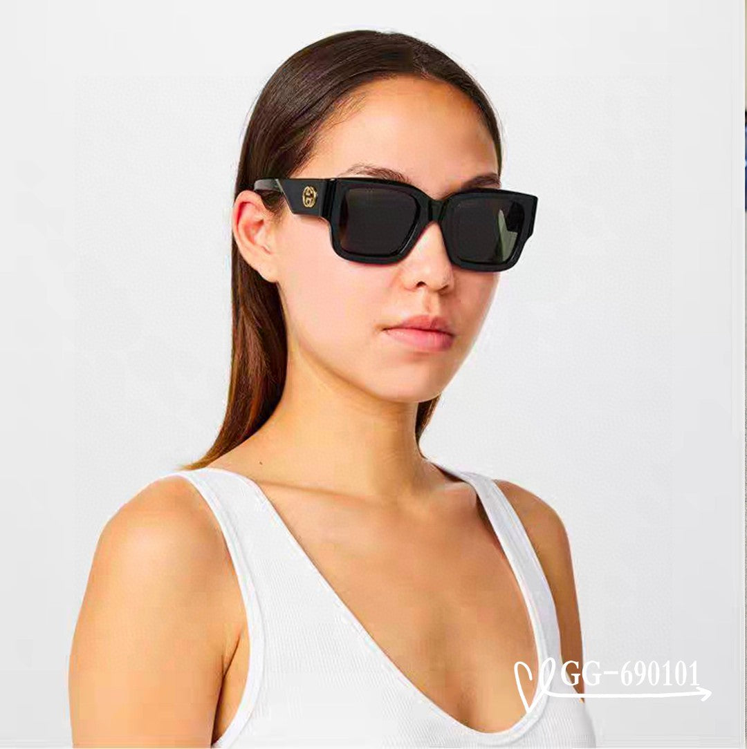 SQUARE FRAME SUNGLASSES 69101 IN ACETATE - Black