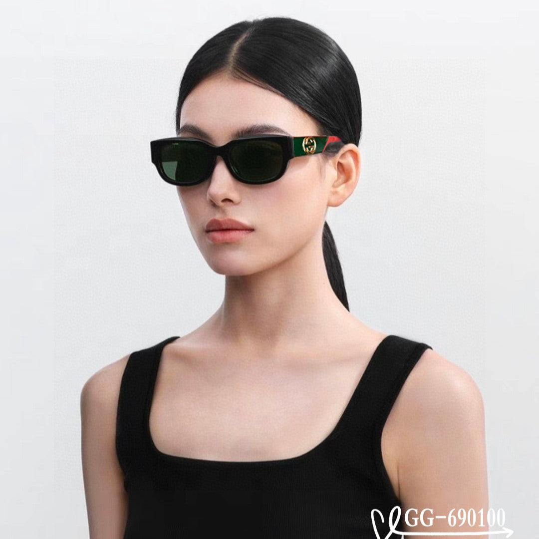EMBOSSED LOGO OVAL FRAME SUNGLASSES 69100 IN ACETATE - Dark green