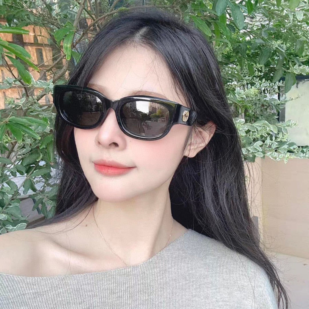 EMBOSSED LOGO OVAL FRAME SUNGLASSES 69100 IN ACETATE - Dark green