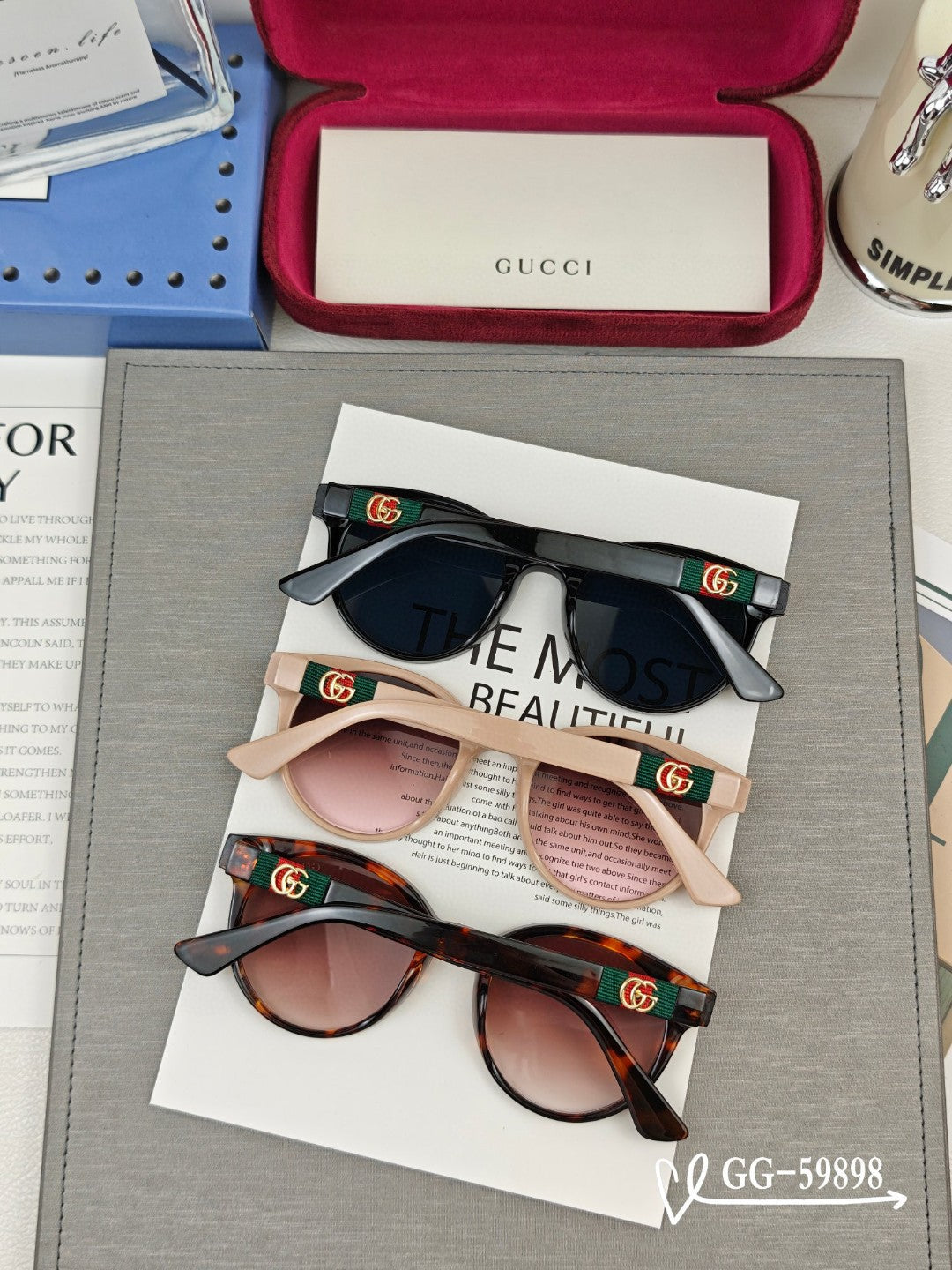 ROUND FRAME SUNGLASSES 59898 IN ACETATE - Black
