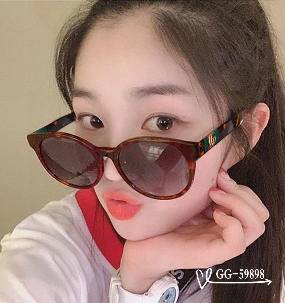 ROUND FRAME SUNGLASSES 59898 IN ACETATE - Black