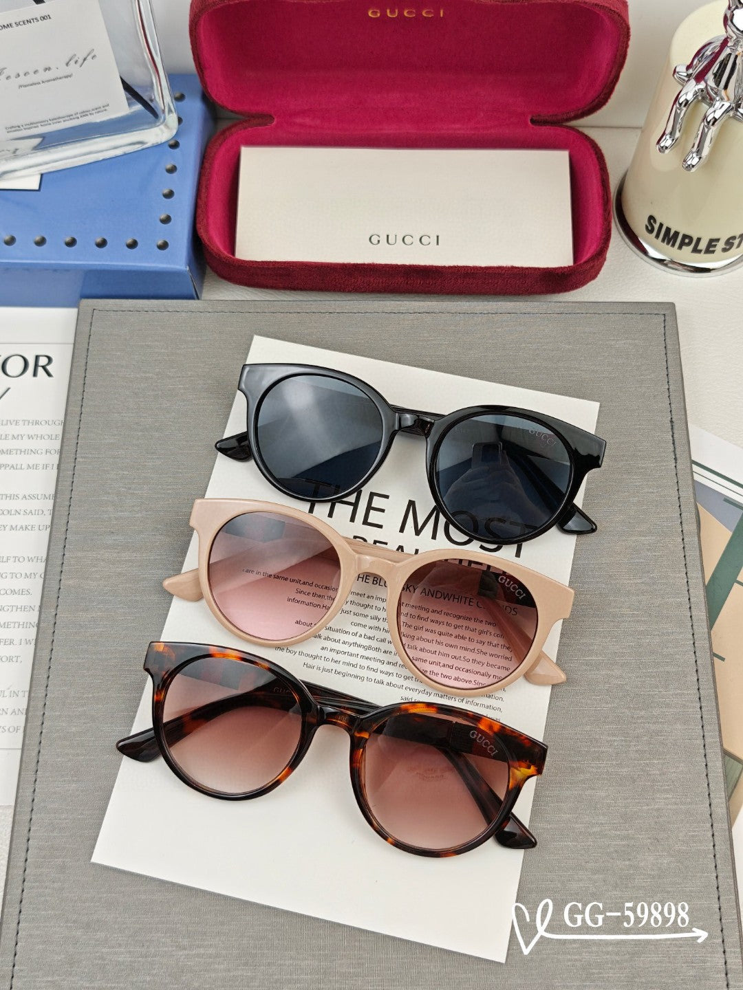ROUND FRAME SUNGLASSES 59898 IN ACETATE - Black