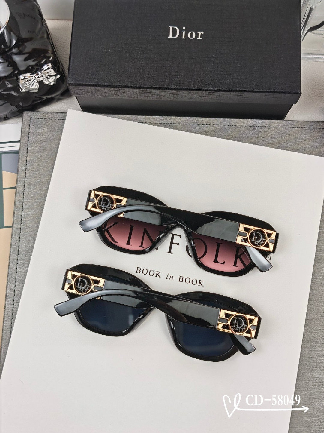 CAT EYE SUNGLASS 58049 IN ACETATE - Black