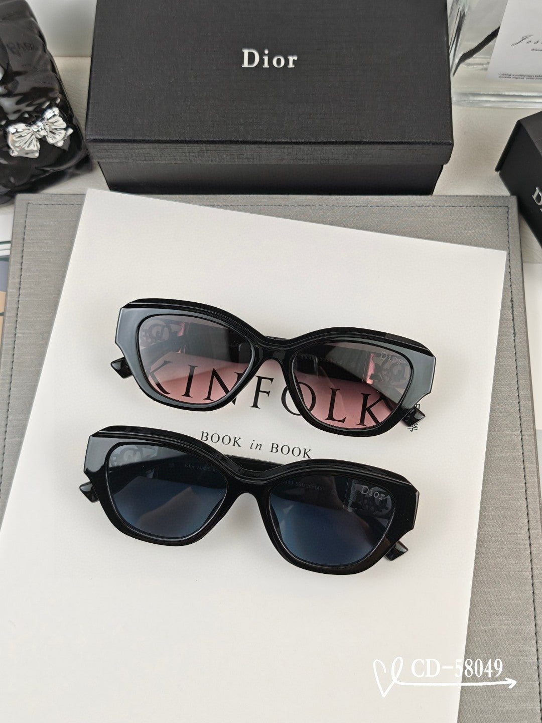 CAT EYE SUNGLASS 58049 IN ACETATE - Black