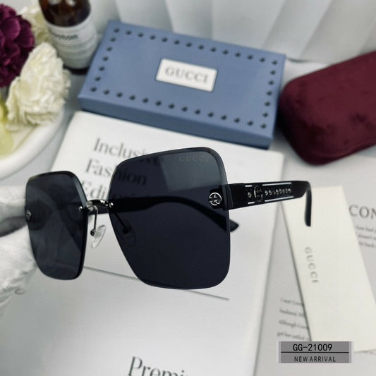 CRYSTAL STUDDED SQUARE FRAME SUNGLASSES 21009 IN ACETATE - Black