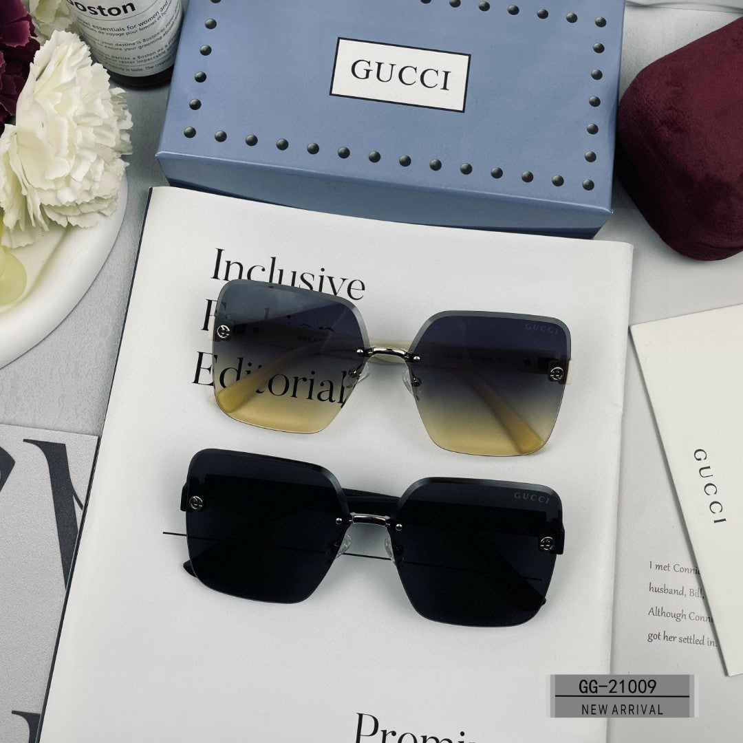 CRYSTAL STUDDED SQUARE FRAME SUNGLASSES 21009 IN ACETATE - Black