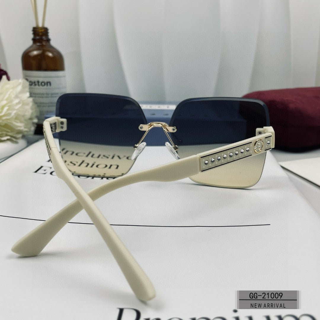 CRYSTAL STUDDED SQUARE FRAME SUNGLASSES 21009 IN ACETATE - Black