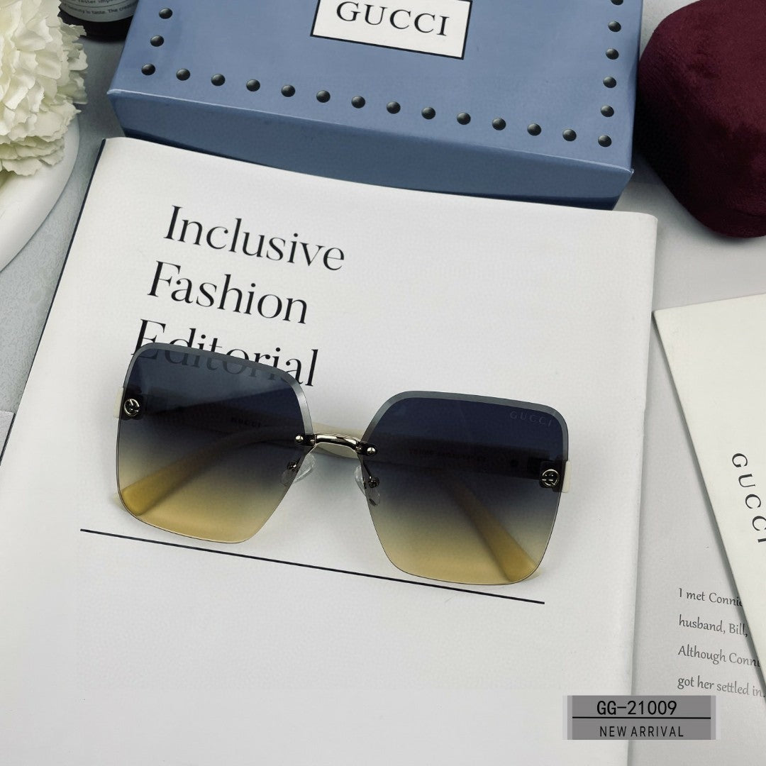 CRYSTAL STUDDED SQUARE FRAME SUNGLASSES 21009 IN ACETATE - Black