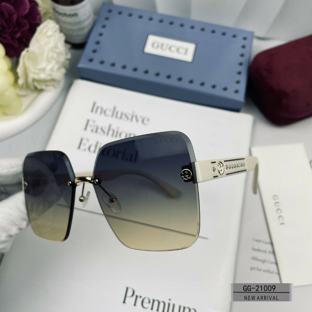 CRYSTAL STUDDED SQUARE FRAME SUNGLASSES 21009 IN ACETATE - Black
