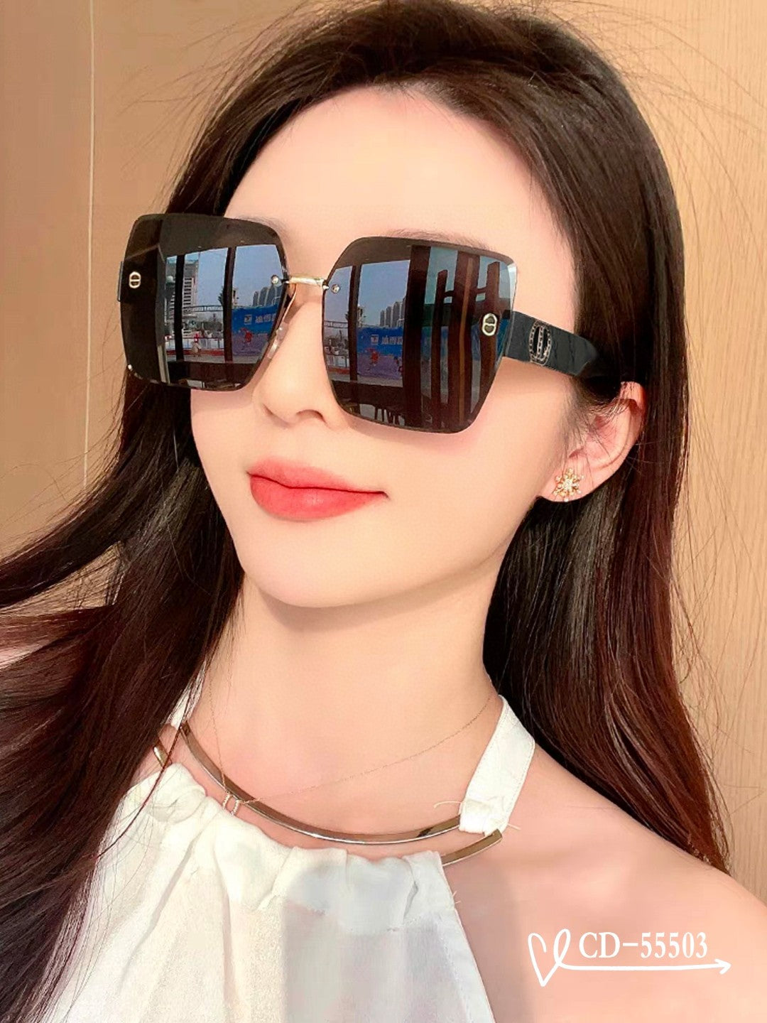 MONTAIGNE SUNGLASS 55503 IN ACETATE - Black