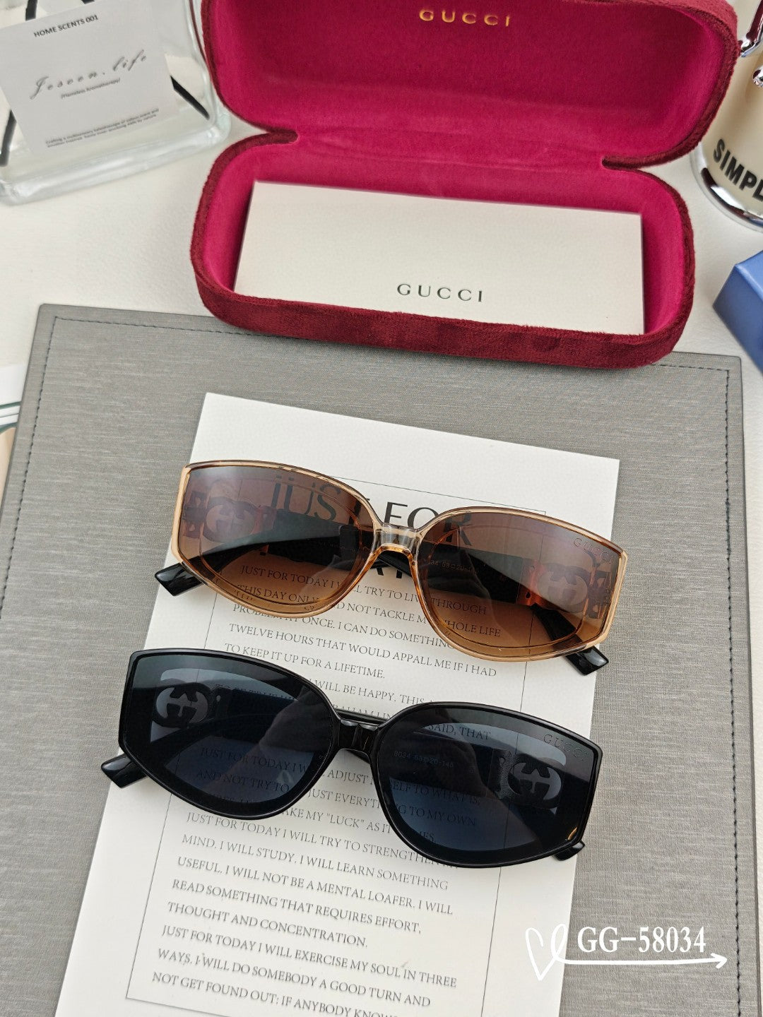 GEOMETRIC FRAME SUNGLASSES 58034 IN ACETATE - Brown