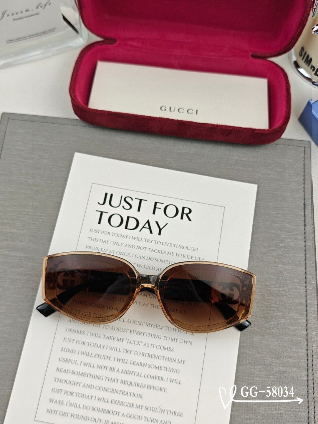GEOMETRIC FRAME SUNGLASSES 58034 IN ACETATE - Brown