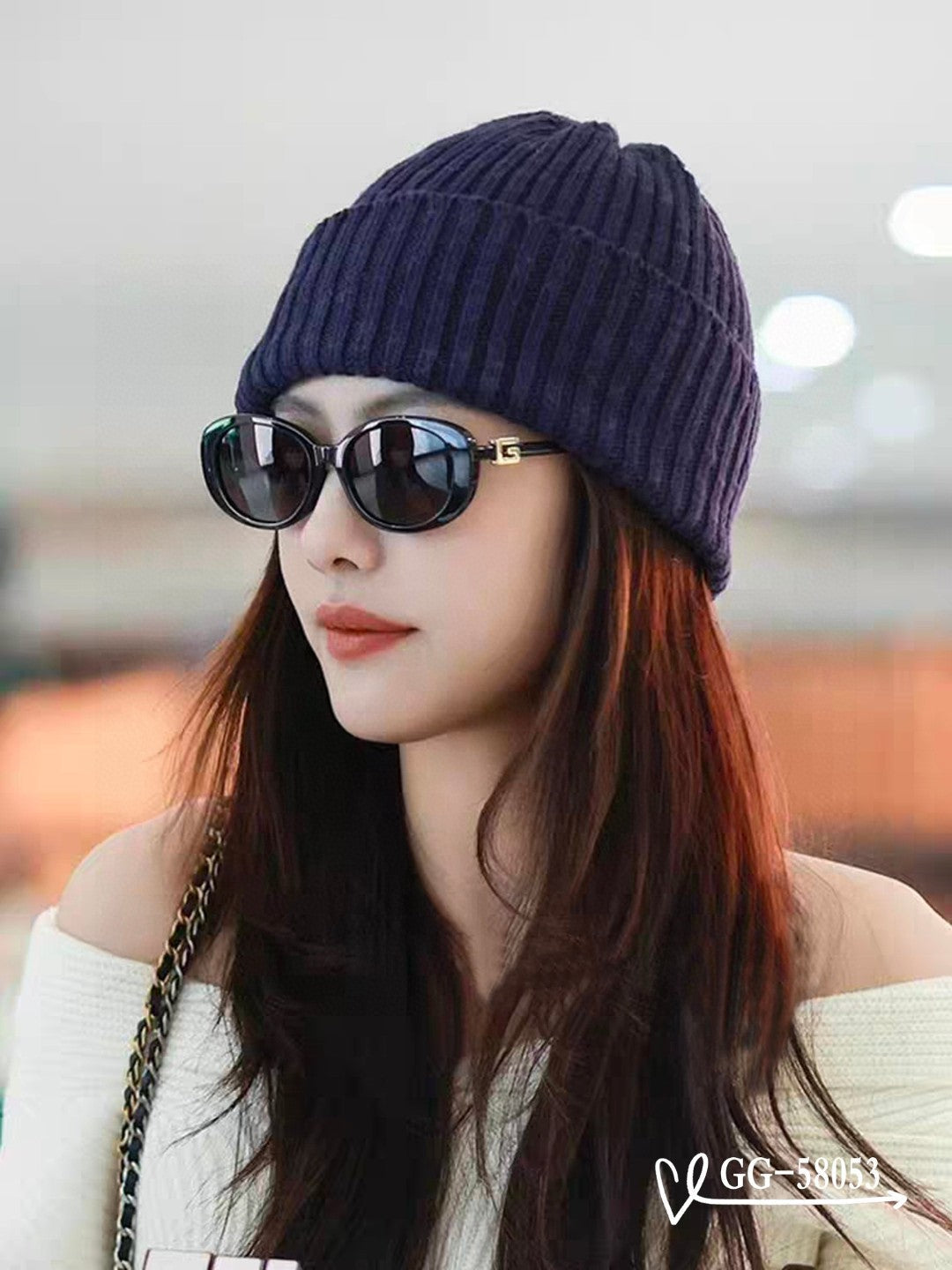 OVAL FRAME SUNGLASSES 58053 IN ACETATE - Brown tortoiseshell