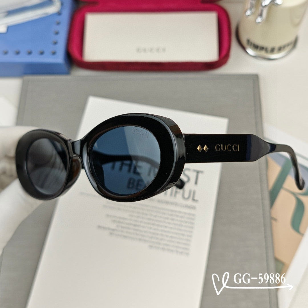 OVAL FRAME SUNGLASSES 59886 IN ACETATE - Red