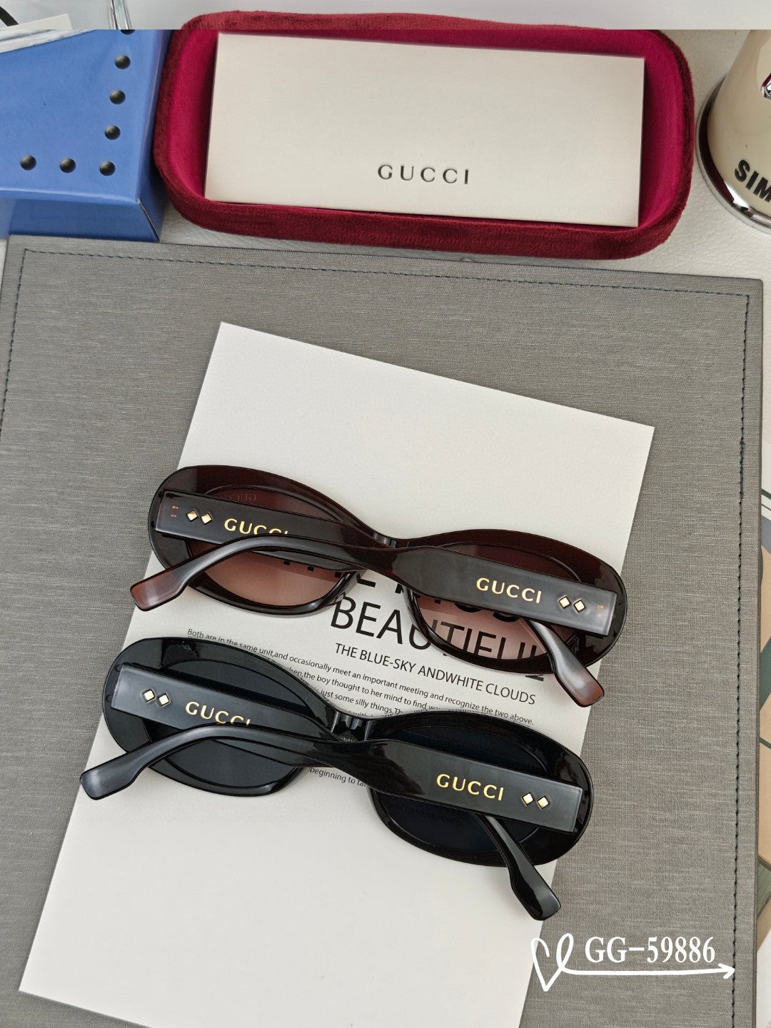 OVAL FRAME SUNGLASSES 59886 IN ACETATE - Red