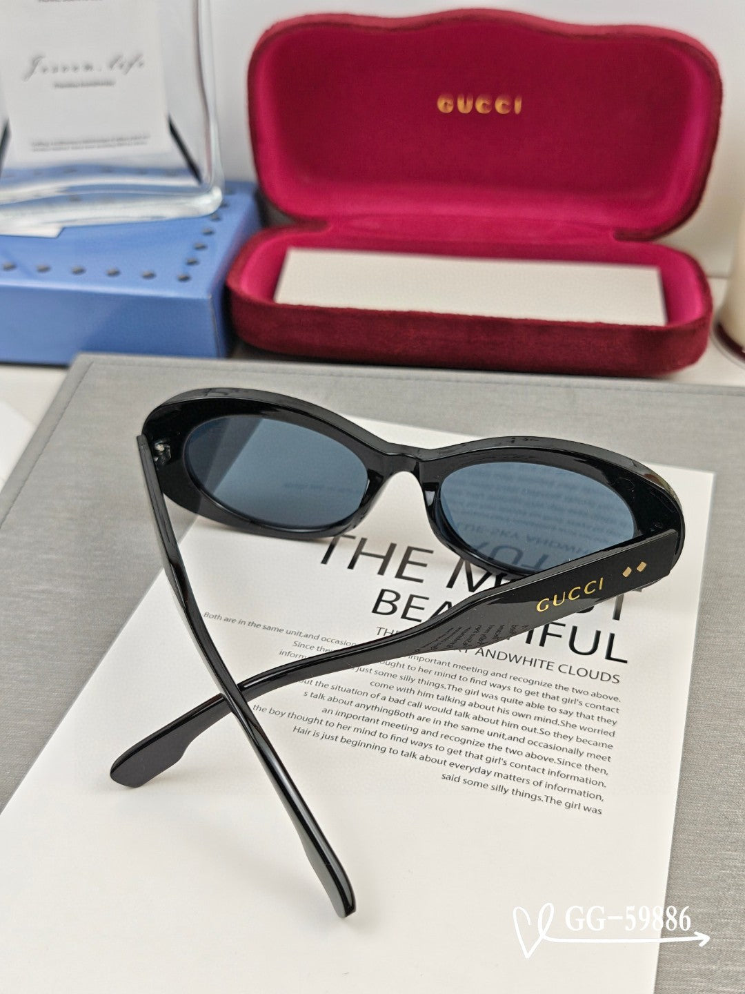 OVAL FRAME SUNGLASSES 59886 IN ACETATE - Red