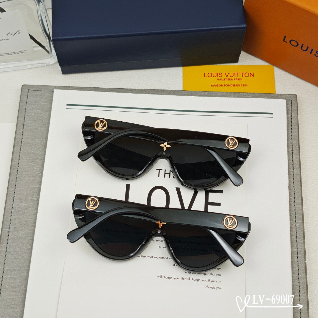 SPLIT CAT EYE SUNGLASSES 69007 IN ACETATE - Black